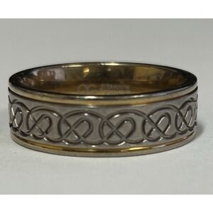 QG Titanium Celtic Knot Wedding Ring Band Silver & Gold Tones, Sz 12, Men China